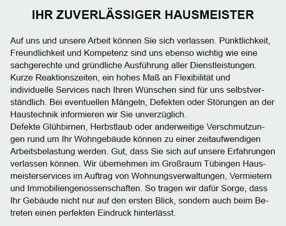 Hausmeisterservice im Raum Bitz - Burladingen, Albstadt oder Hermannslust